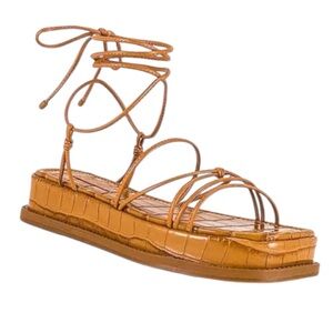 SCHUTZ Athena Flat Sandal in Golden Ochre